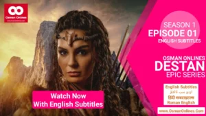 Destan Chapter 1 scene featuring Akkız, the fearless Turkic warrior woman standing in the steppe landscape