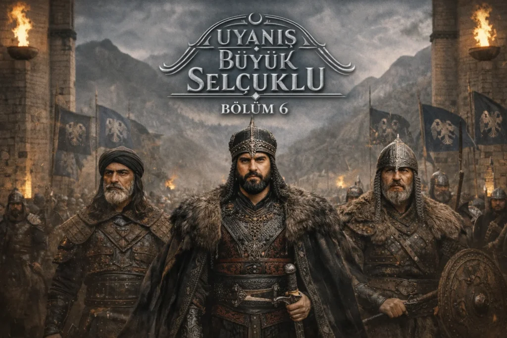 Uyanis Buyuk Selcuklu Chapter 6 scene showing Sultan Melikshah and Seljuk warriors planning strategy in the imperial court