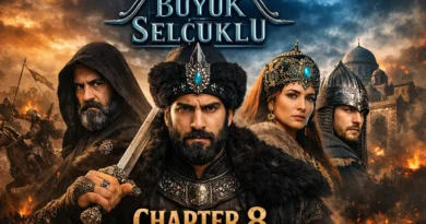 Uyanis Buyuk Selcuklu Chapter 8 scene showing Sultan Melikshah and Seljuk warriors discussing strategy in the Seljuk palace